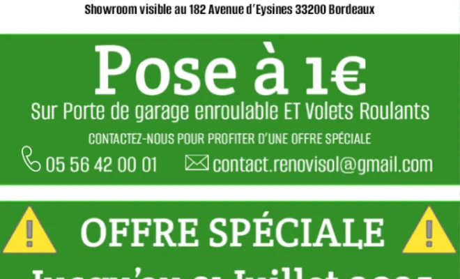 Offre promotionnelle de votre menuisier à Bordeaux, Bordeaux, RENOVISOL 33